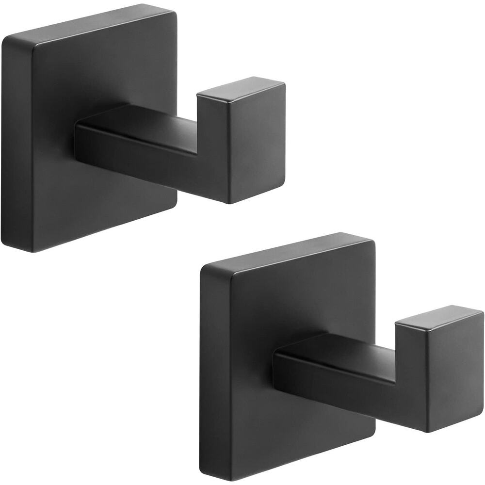 New 2 Pack Heavy Duty Stainless Steel Wall Mounted Towel Hooks Matte Black